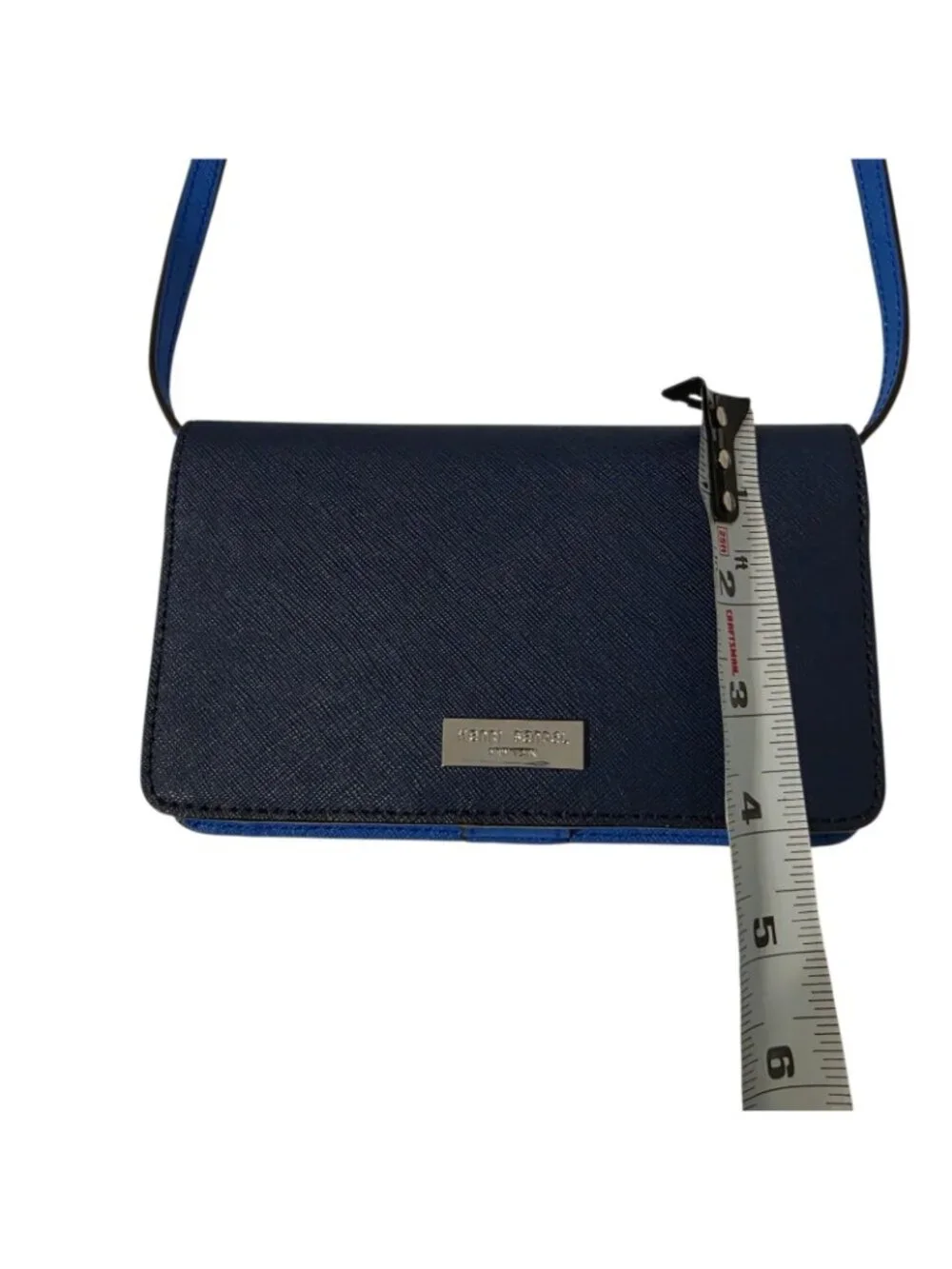 Henri Bendel West 57th XL Smartphone Crossbody Wallet Blue Saffiano NWT